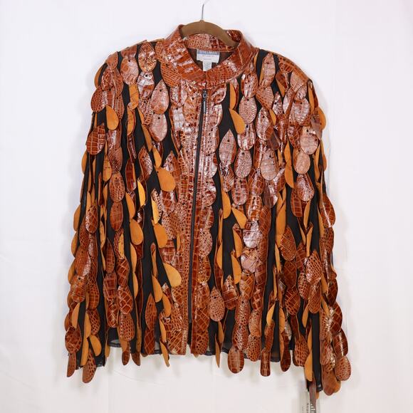 STILLMAN STUDIO Jackets & Blazers - Stillman Studio Leather Leaf Jacket 2X NWT Brown Statement